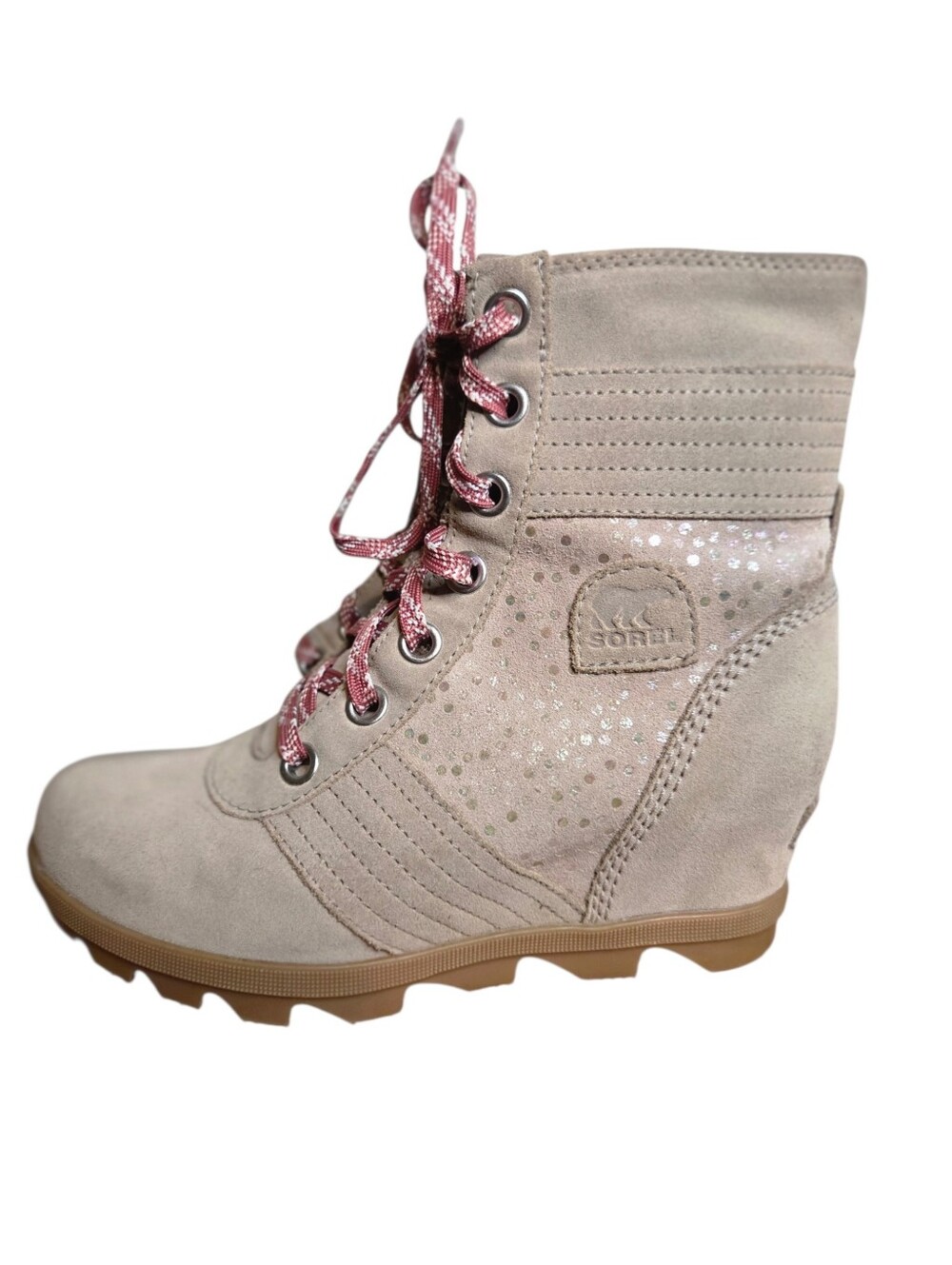 Sorel Lexie Ankle Boots Glitter Wedge Lace Up Girls Sz 5 = Womens Sz 6.5 Winter